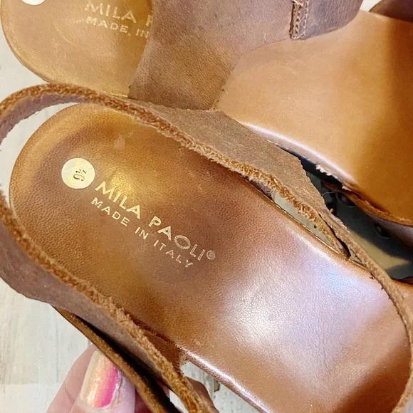 Mila Paoli | Womens Brown Leather Strap Platform Sandals | Size: 9.5 - Picture 7 of 13